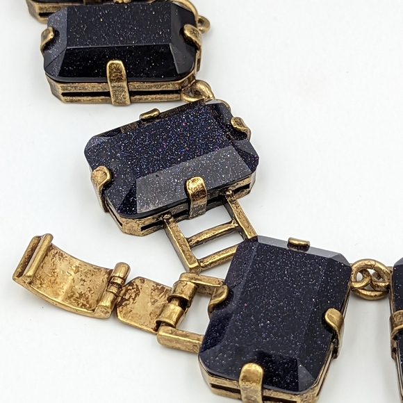 Huge Blue Goldstone Venetian Glass Haute Couture Runway RIVIERE NECKLACE - Picture 14 of 14